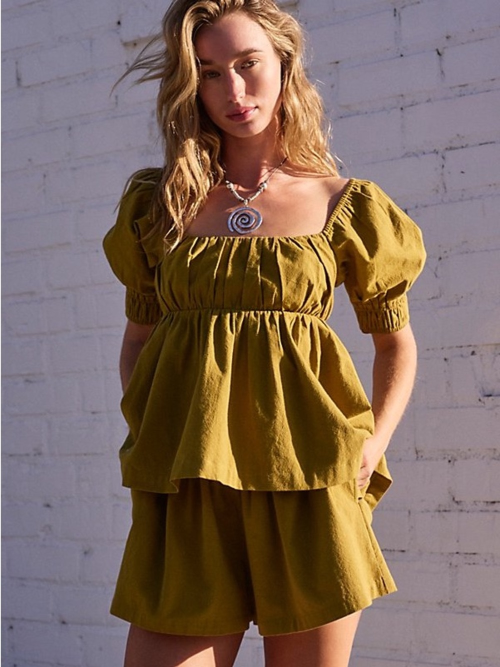 NWT FREE PEOPLE Donnie Short Set in Avocado